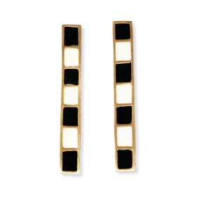 Adele Colorblock Enamel Bar Earrings Black/White