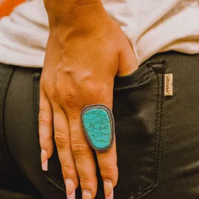 Adjustable Large Turquoise Stone Ring
