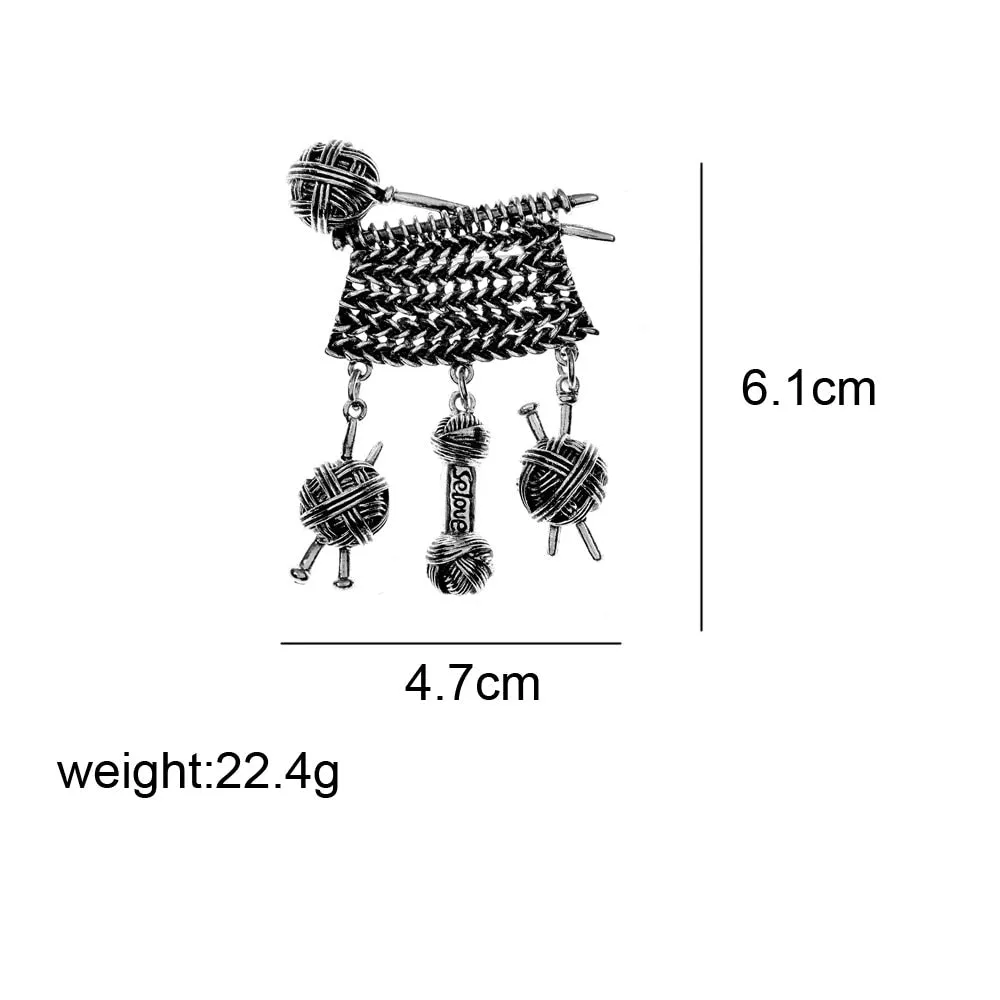 Alloy Knitting Pins Winter Fashion Vintage Brooch