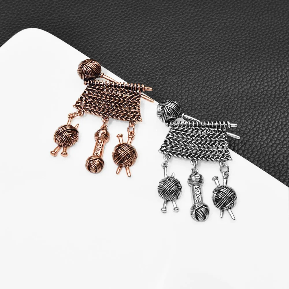 Alloy Knitting Pins Winter Fashion Vintage Brooch