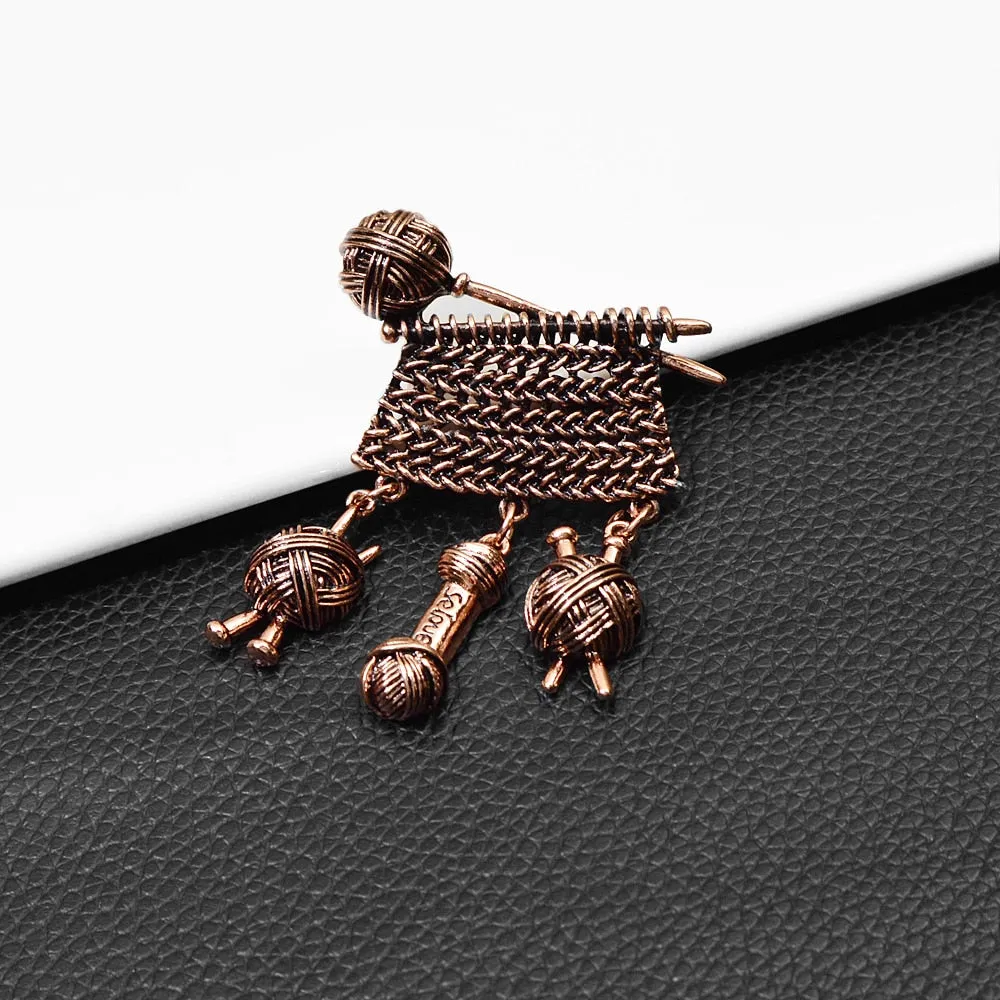 Alloy Knitting Pins Winter Fashion Vintage Brooch