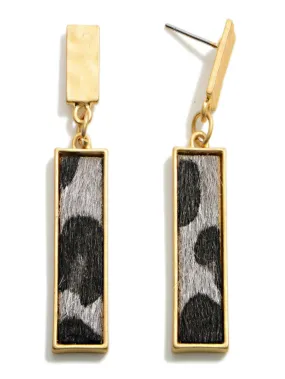 Animal Print Bar Earrings, Grey