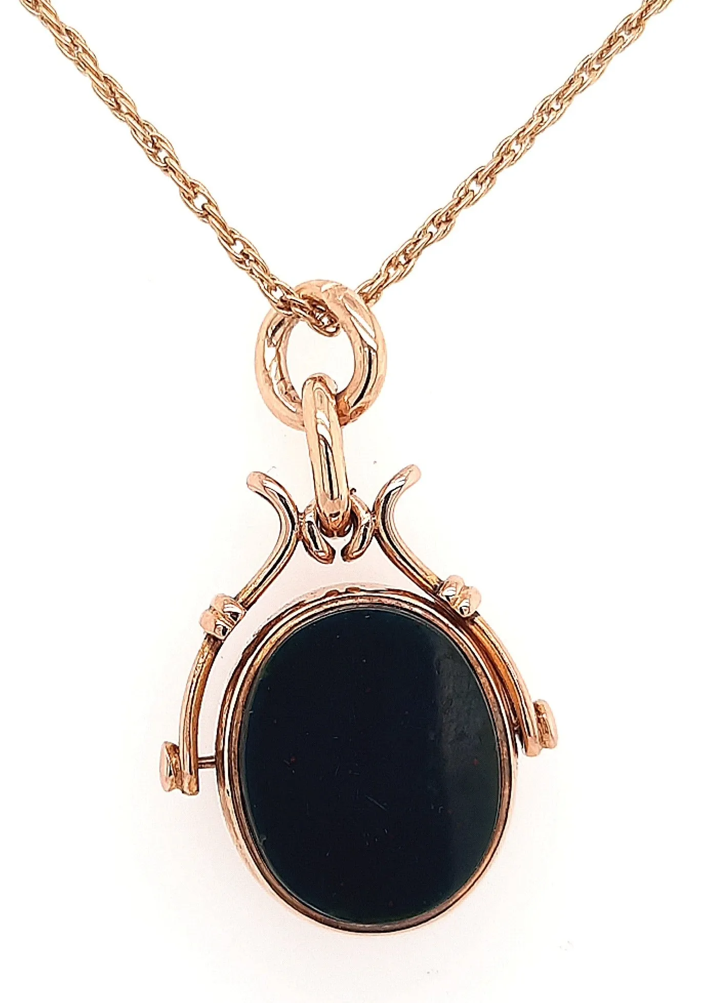 Antique Yellow Gold Bloodstone & Carnelian Spinner Pendant c1905