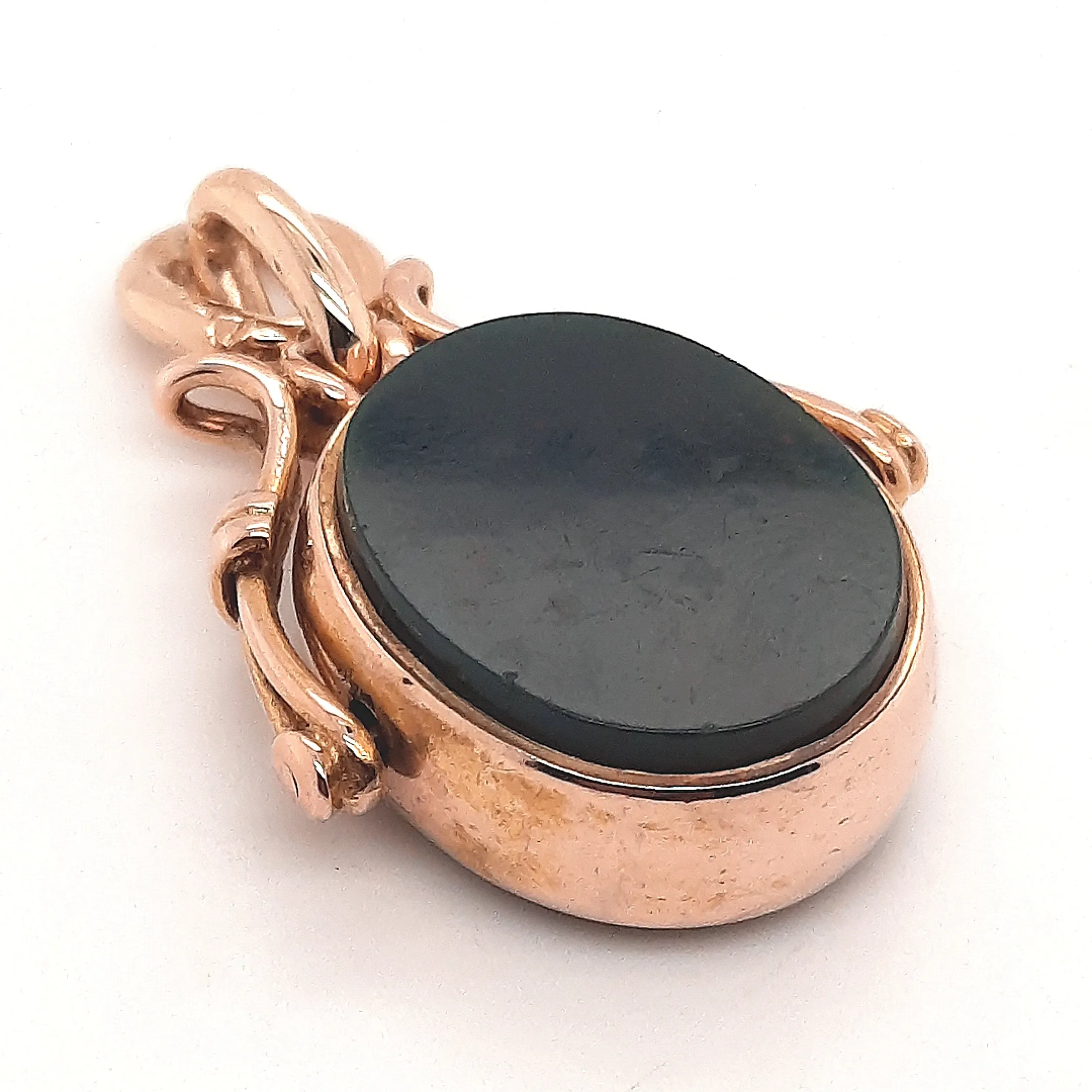 Antique Yellow Gold Bloodstone & Carnelian Spinner Pendant c1905