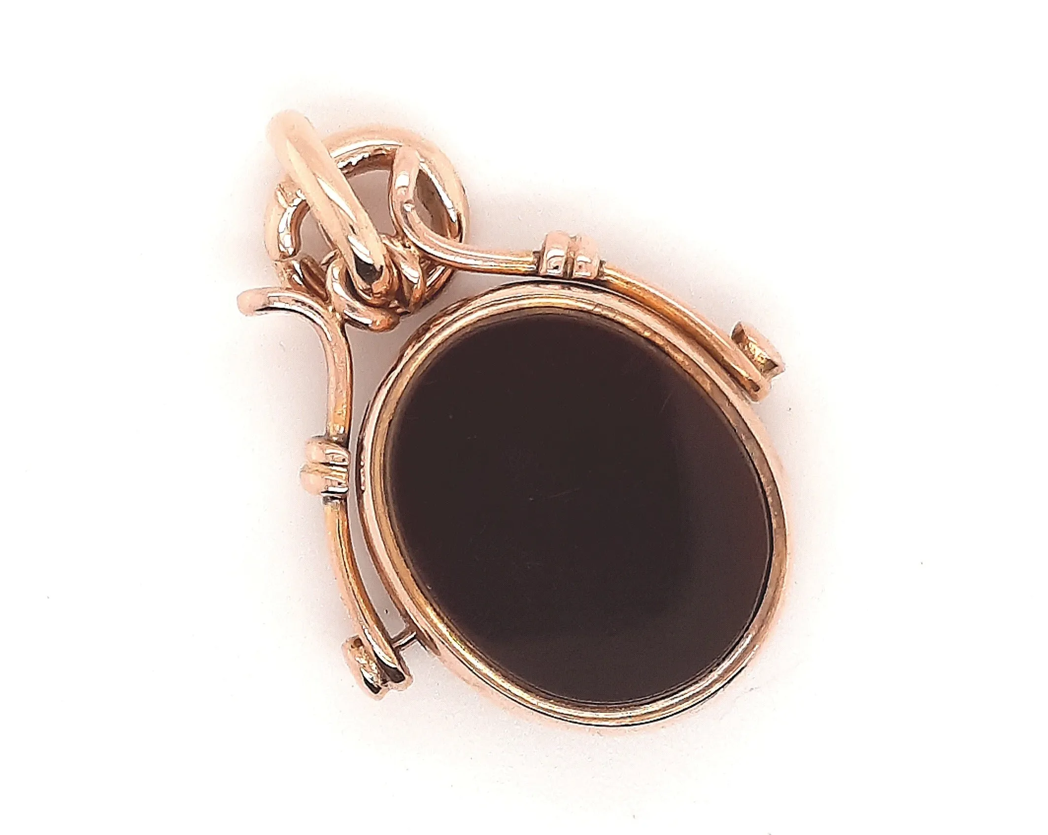 Antique Yellow Gold Bloodstone & Carnelian Spinner Pendant c1905
