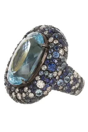Aquamarine and Multi Stone Ring