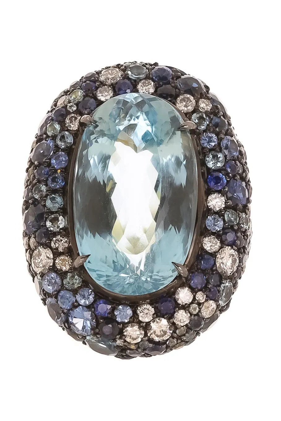 Aquamarine and Multi Stone Ring