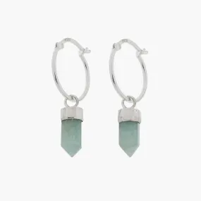 Aquamarine Point Hoop Earrings
