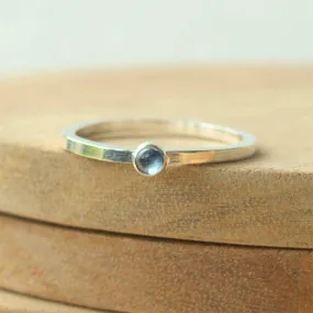 Aquamarine Ring: Square Band with 3mm Stone