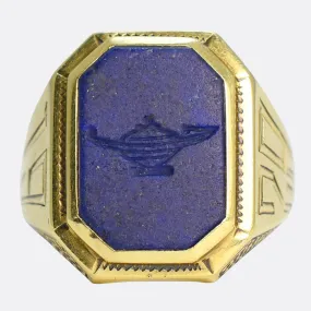 Art Deco Lapis Lazuli "Genie's Lamp" Signet Ring