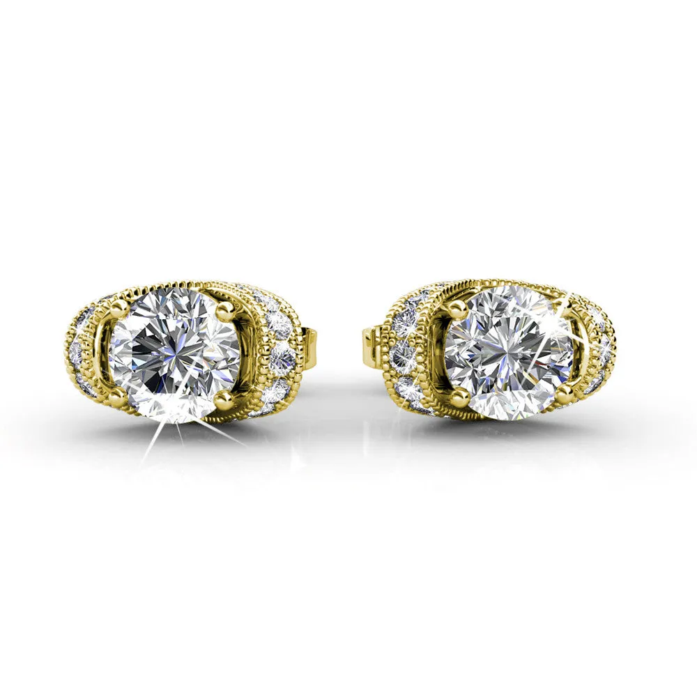 Astrid 18k White Gold Plated Stud Earrings with Swarovski Crystal