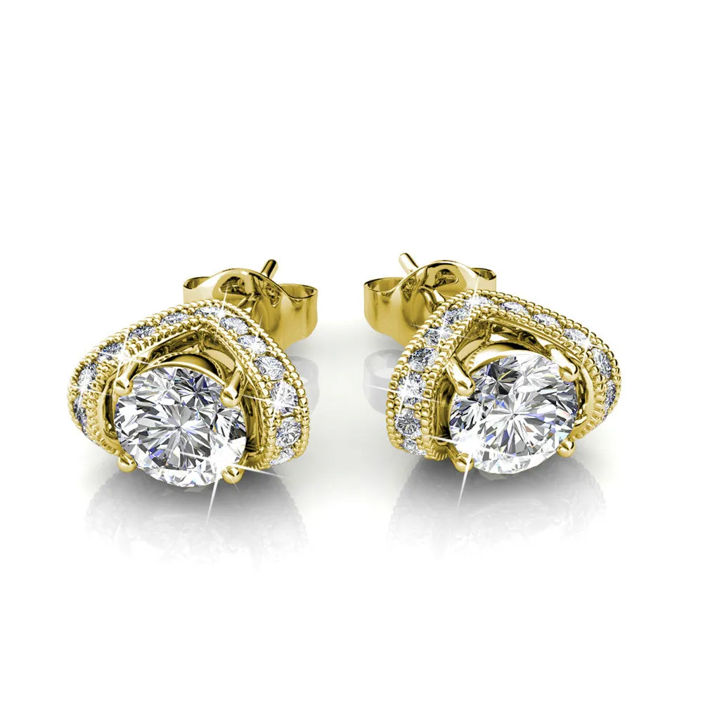 Astrid 18k White Gold Plated Stud Earrings with Swarovski Crystal