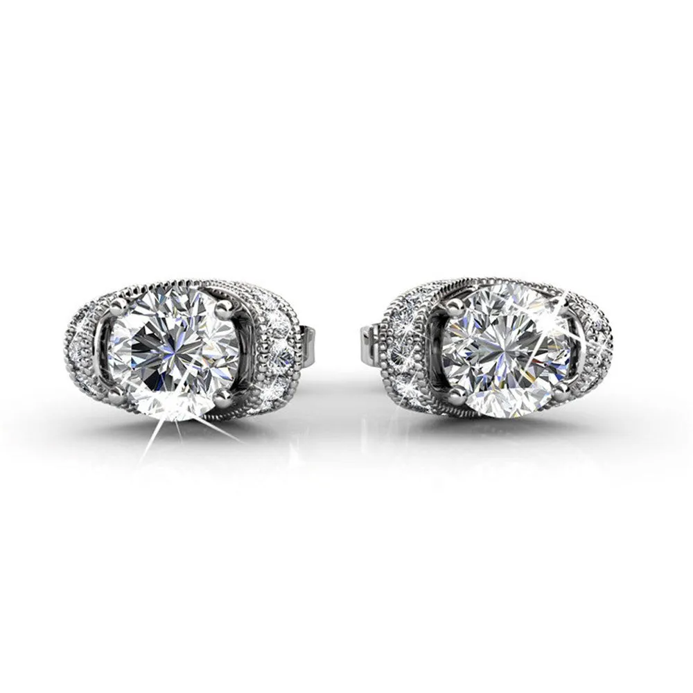 Astrid 18k White Gold Plated Stud Earrings with Swarovski Crystal