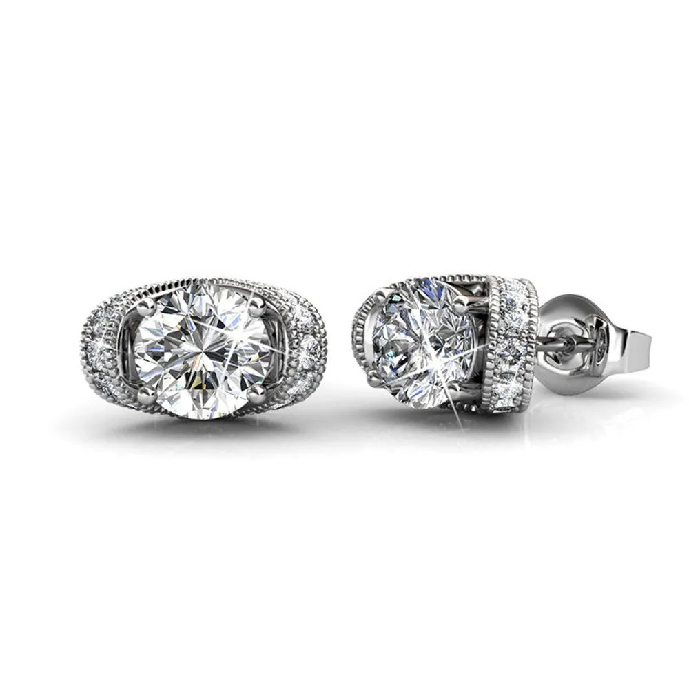 Astrid 18k White Gold Plated Stud Earrings with Swarovski Crystal