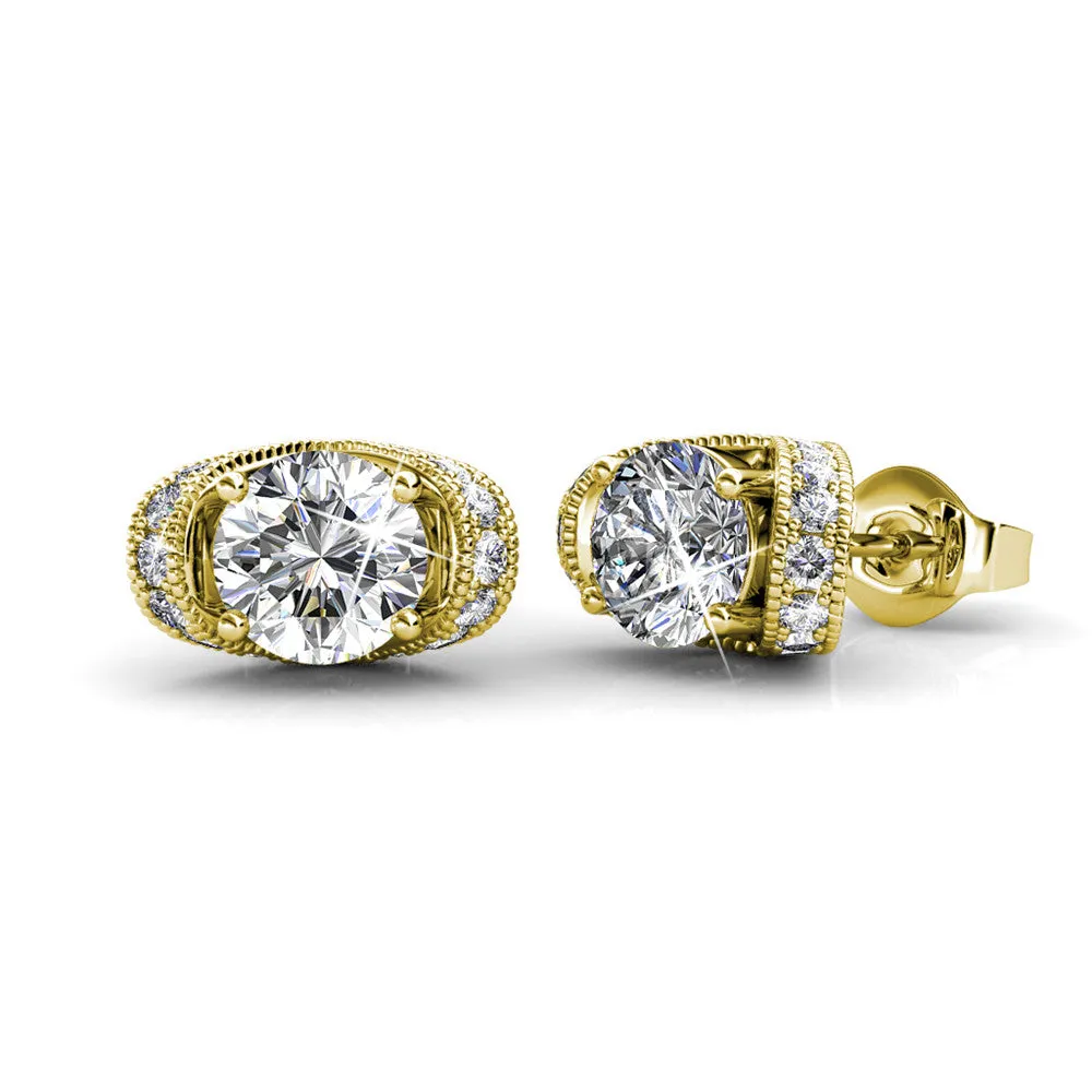 Astrid 18k White Gold Plated Stud Earrings with Swarovski Crystal