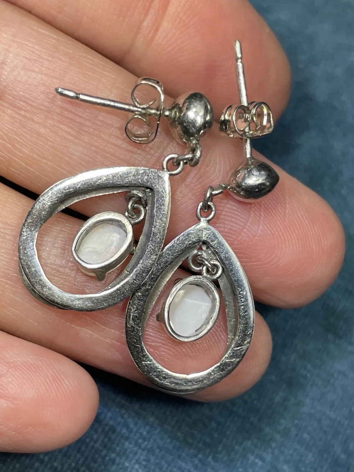 Australian Opal Dangly Teardrop Earrings in 925 **VIDEO**