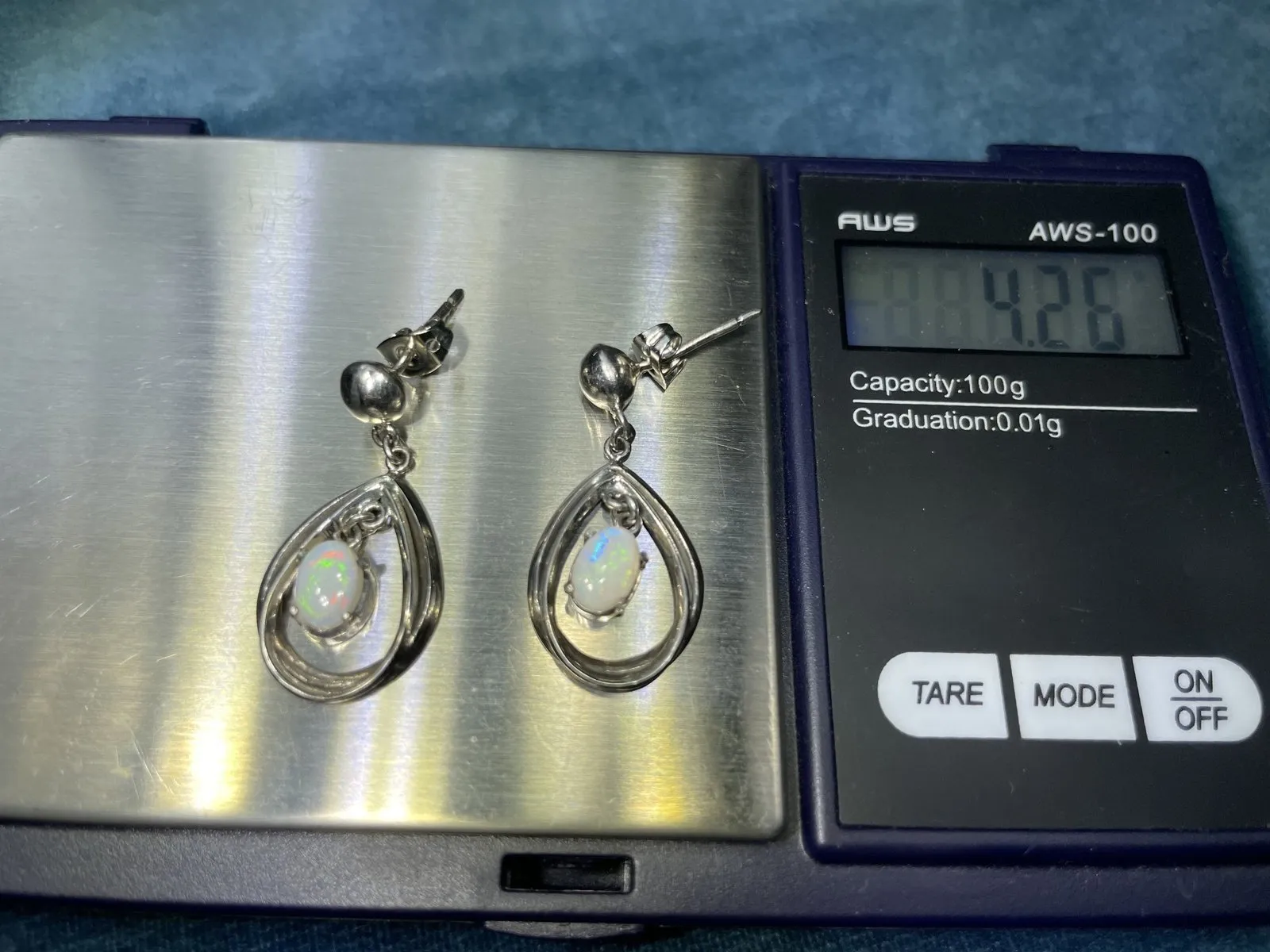 Australian Opal Dangly Teardrop Earrings in 925 **VIDEO**
