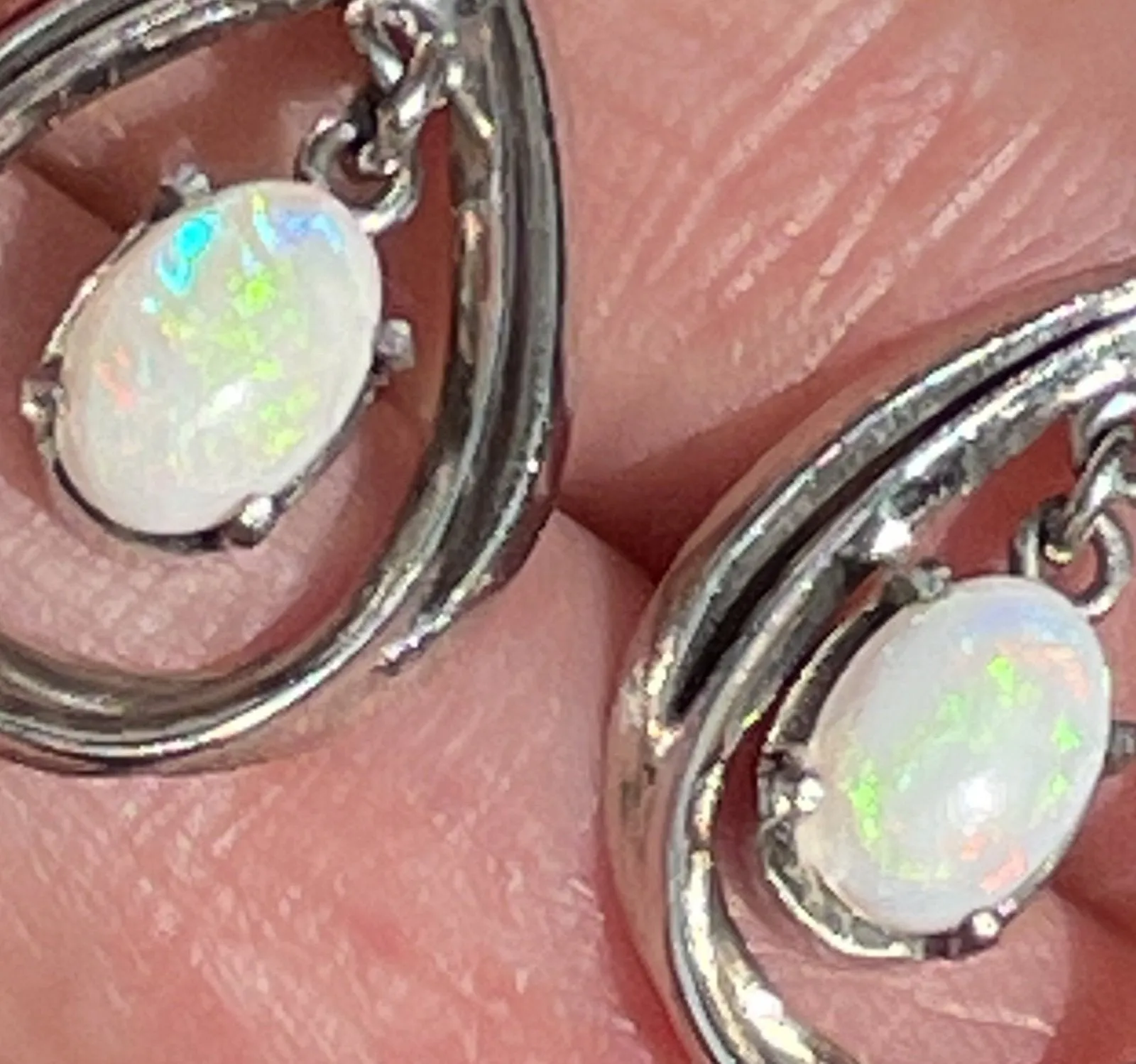 Australian Opal Dangly Teardrop Earrings in 925 **VIDEO**