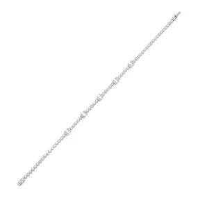 Baguette x Round Diamond Tennis Bracelet 14K