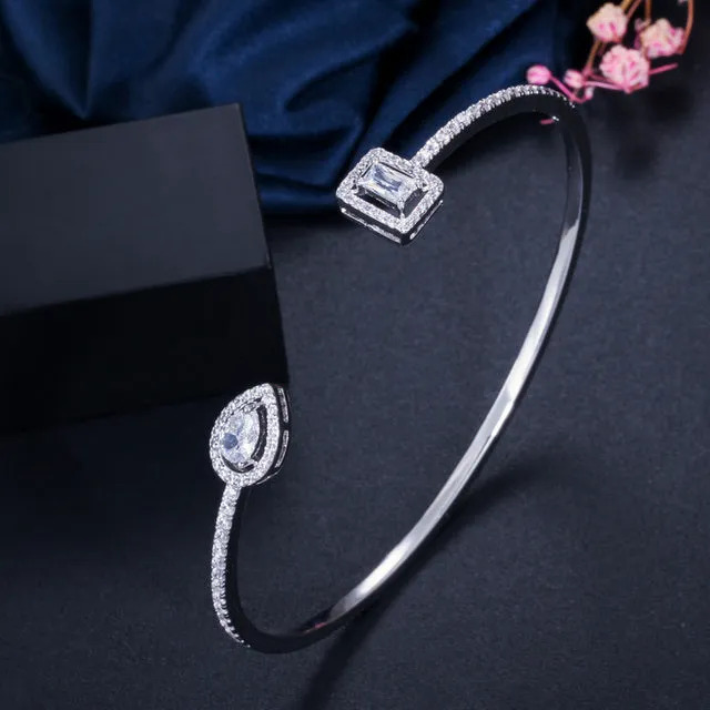 Big Geometric Shape Cubic Zirconia Bangles