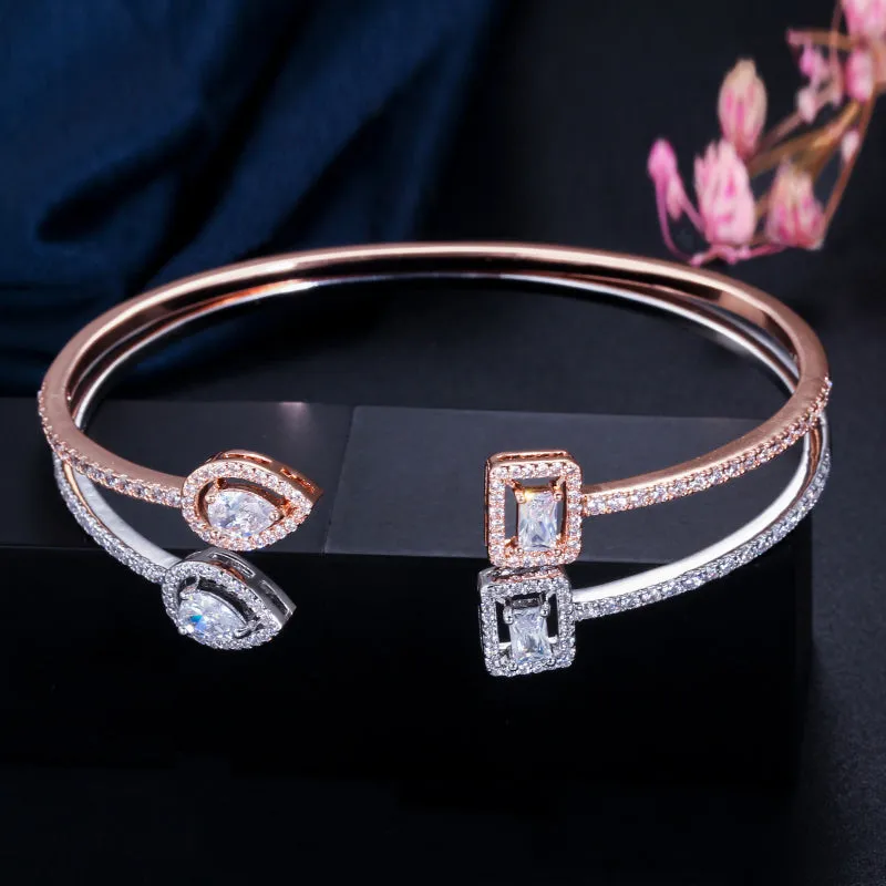 Big Geometric Shape Cubic Zirconia Bangles