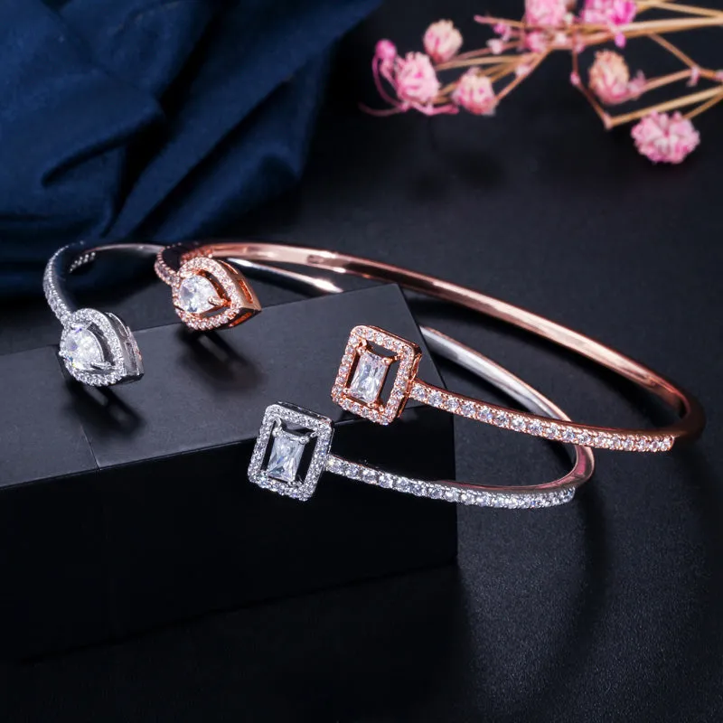 Big Geometric Shape Cubic Zirconia Bangles