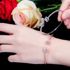Big Geometric Shape Cubic Zirconia Bangles