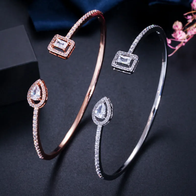 Big Geometric Shape Cubic Zirconia Bangles