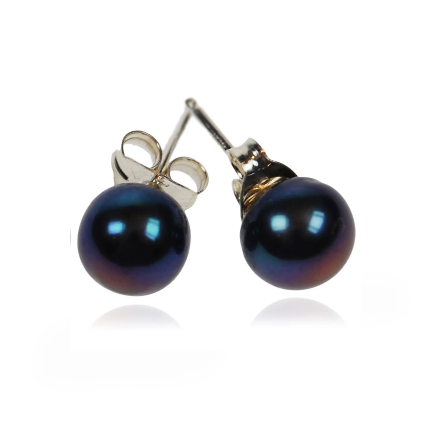 Black Freshwater Pearl & Silver Studs