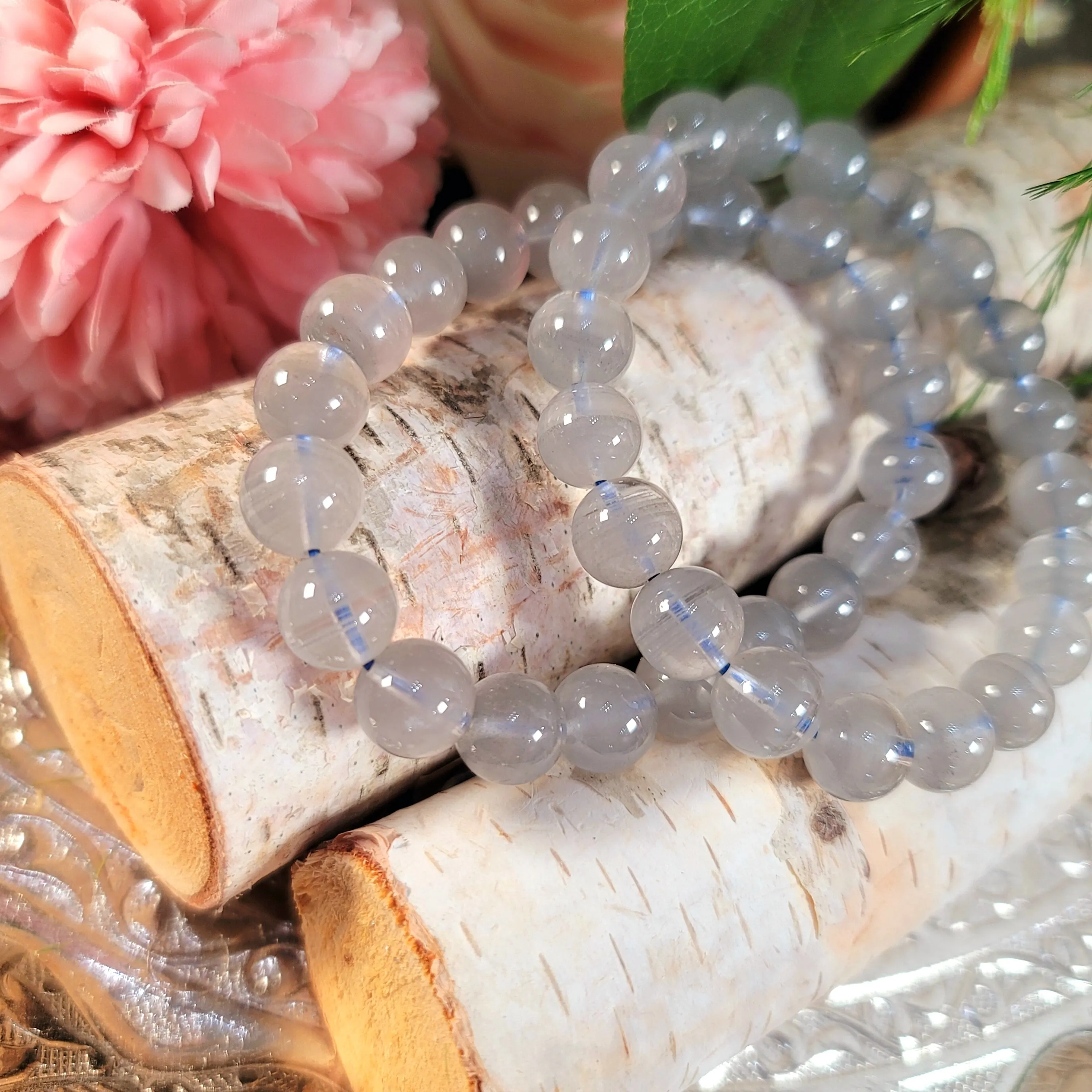 Blue Garden Quartz Phantom Bracelet for Insight, Meditation & Shamanic Journey