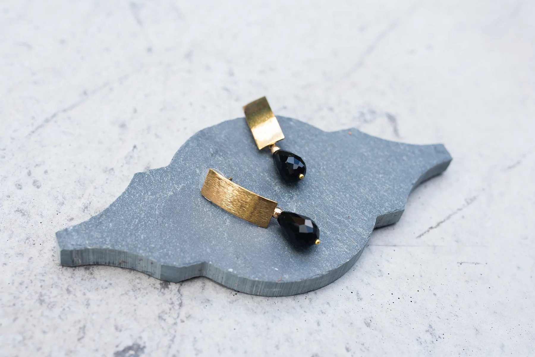 Brushed Bar Teardrop Earrings