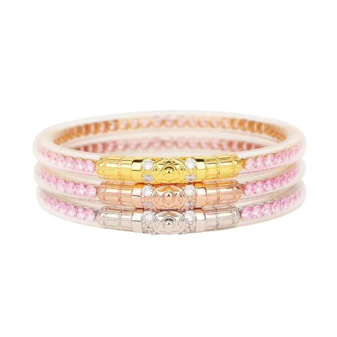 BuDhaGirl | Set of Three | Three Queens All Weather Bangles in Petal Pink