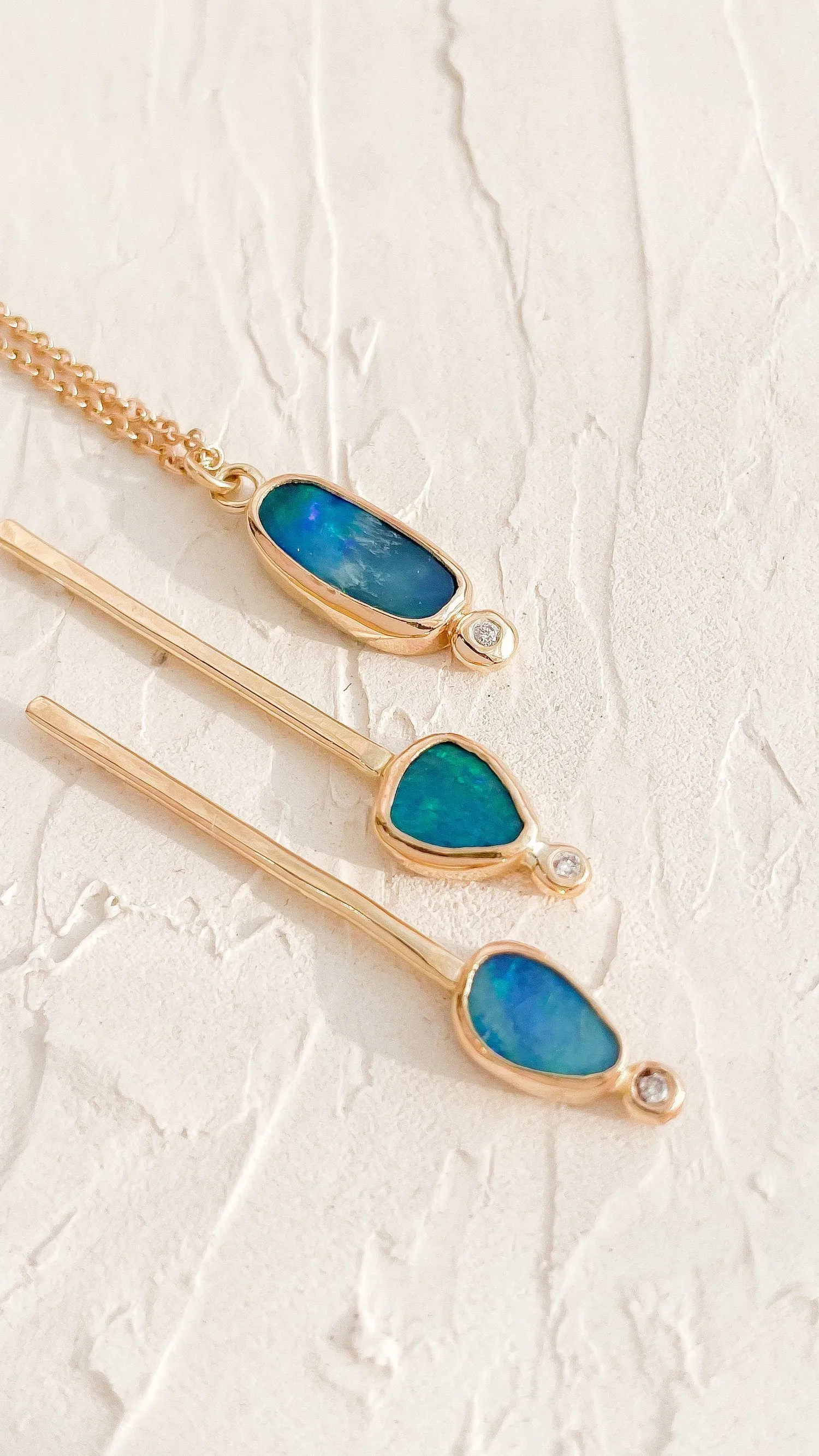 CALLISTO// opal   diamond earrings