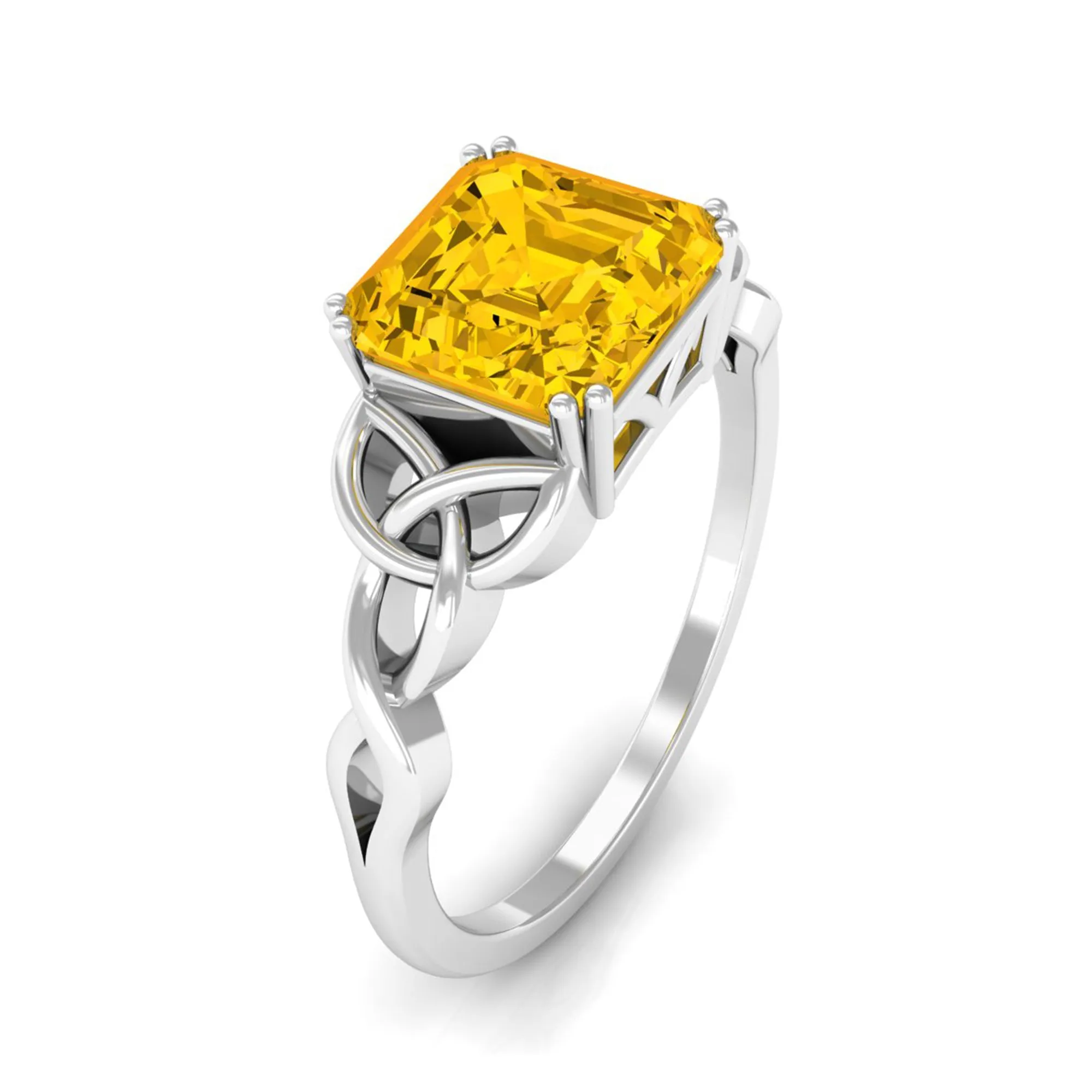 Certified Lab Grown Yellow Sapphire Celtic Solitaire Engagement Ring