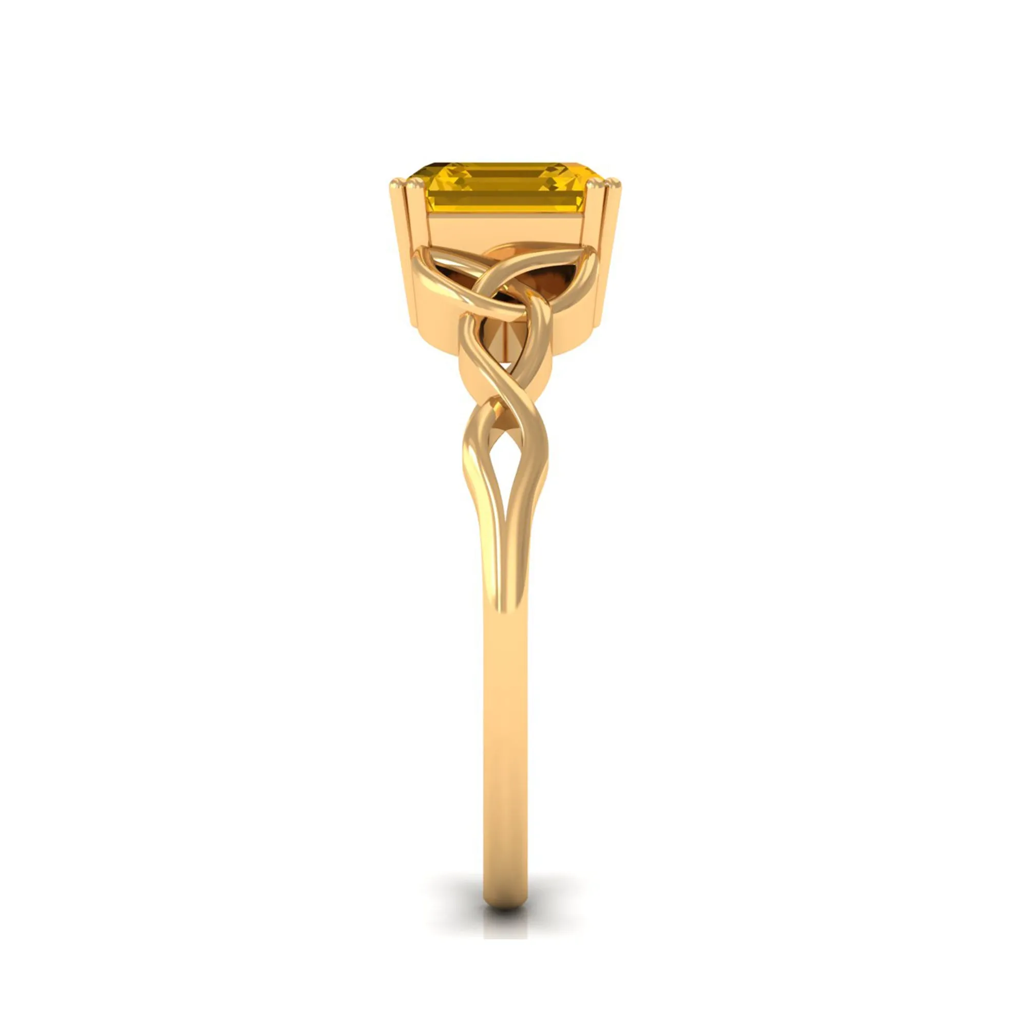 Certified Lab Grown Yellow Sapphire Celtic Solitaire Engagement Ring