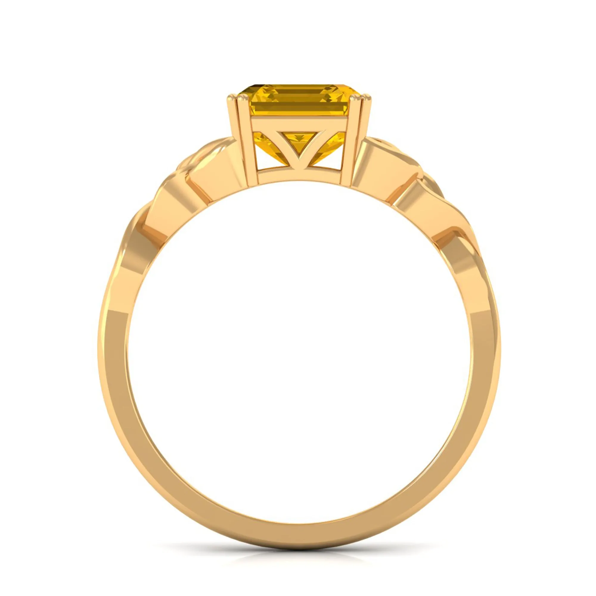 Certified Lab Grown Yellow Sapphire Celtic Solitaire Engagement Ring