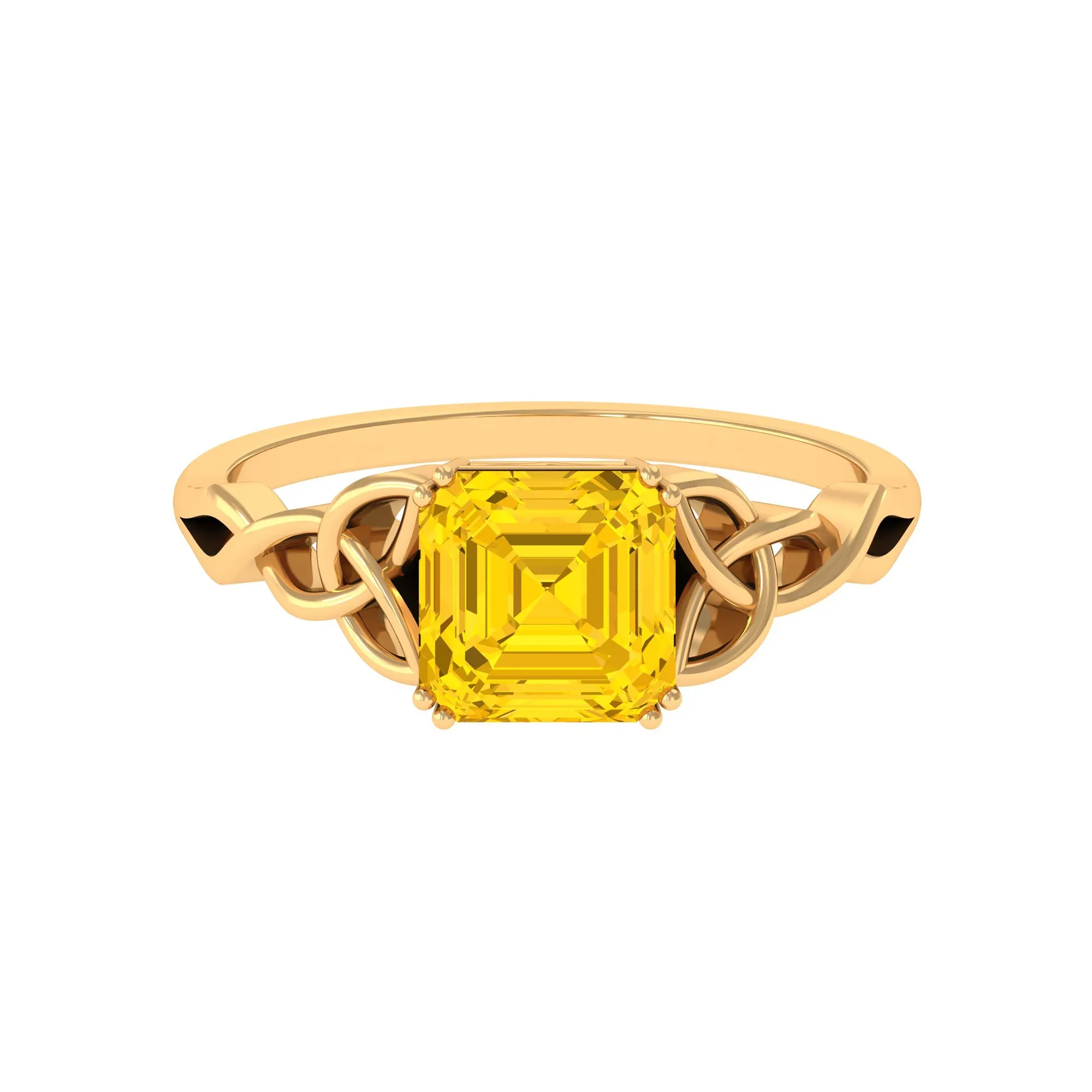 Certified Lab Grown Yellow Sapphire Celtic Solitaire Engagement Ring