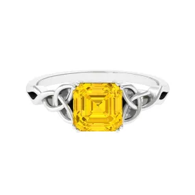 Certified Lab Grown Yellow Sapphire Celtic Solitaire Engagement Ring