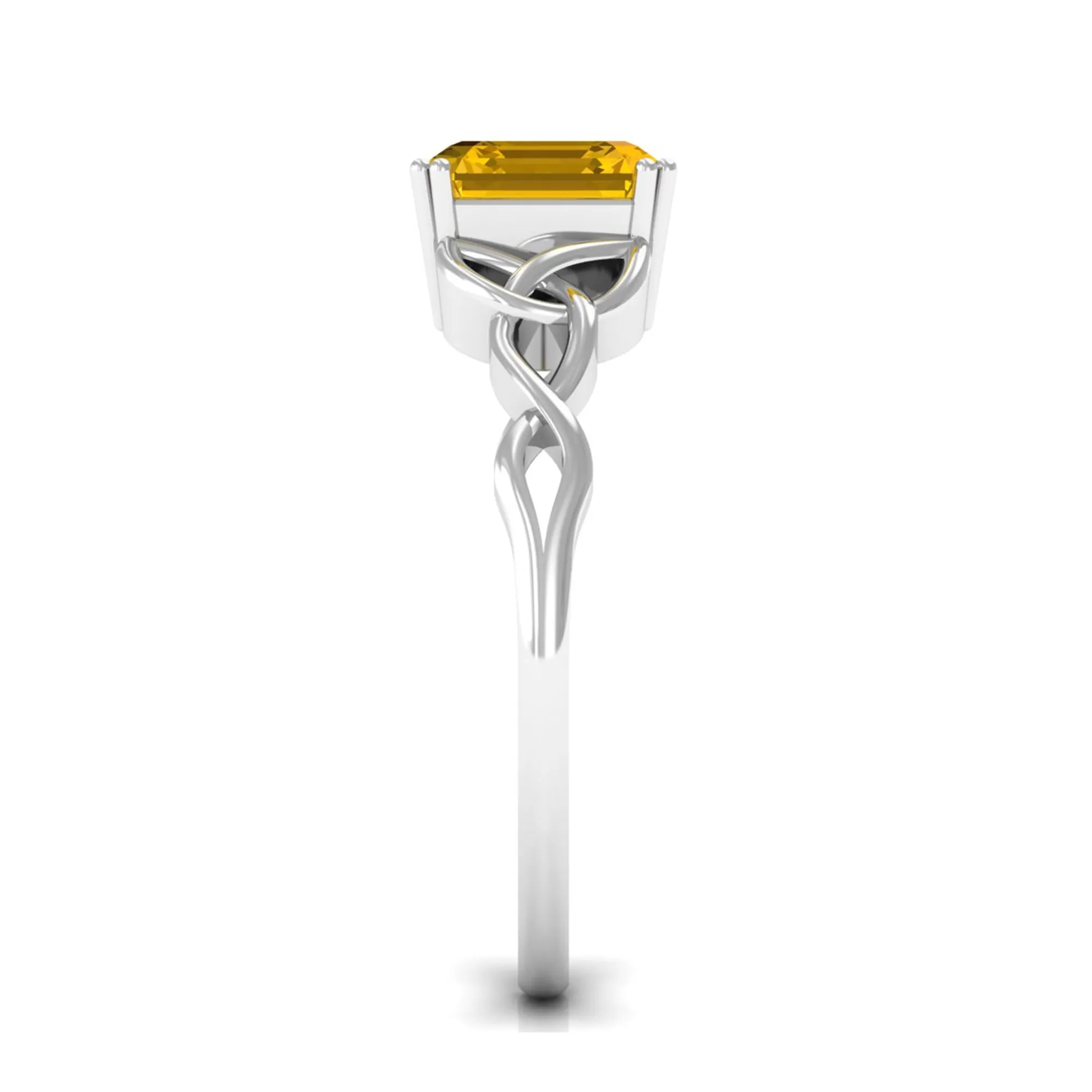Certified Lab Grown Yellow Sapphire Celtic Solitaire Engagement Ring