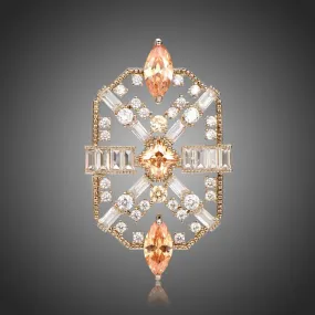 Champagne Clear Zircon Brooch -KFJB0112