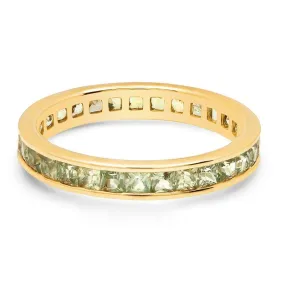 CHANNEL SET RING, GREEN SAPPHIRE