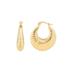 Chunky Gold Shrimp Hoop Earrings | Genuine 14K Yellow Gold