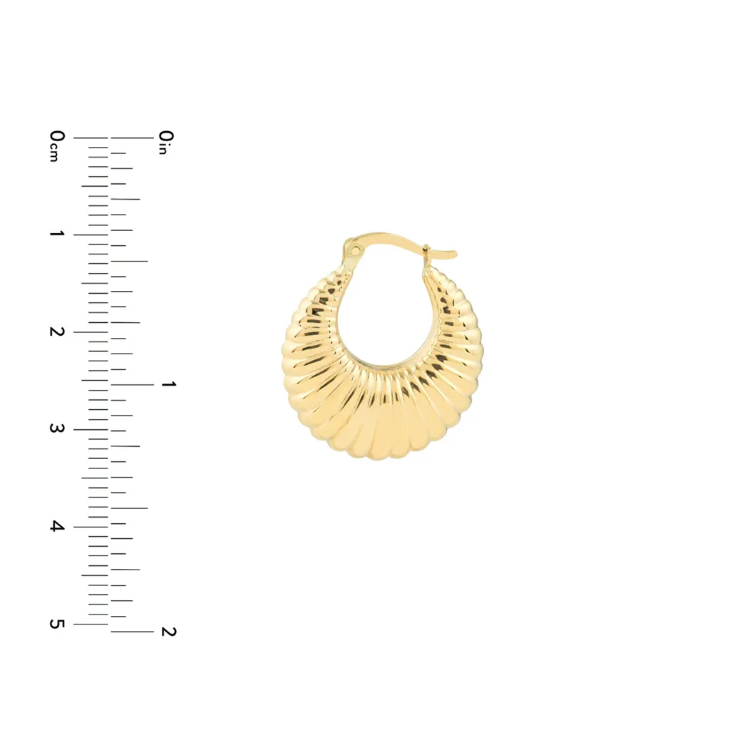 Chunky Gold Shrimp Hoop Earrings | Genuine 14K Yellow Gold