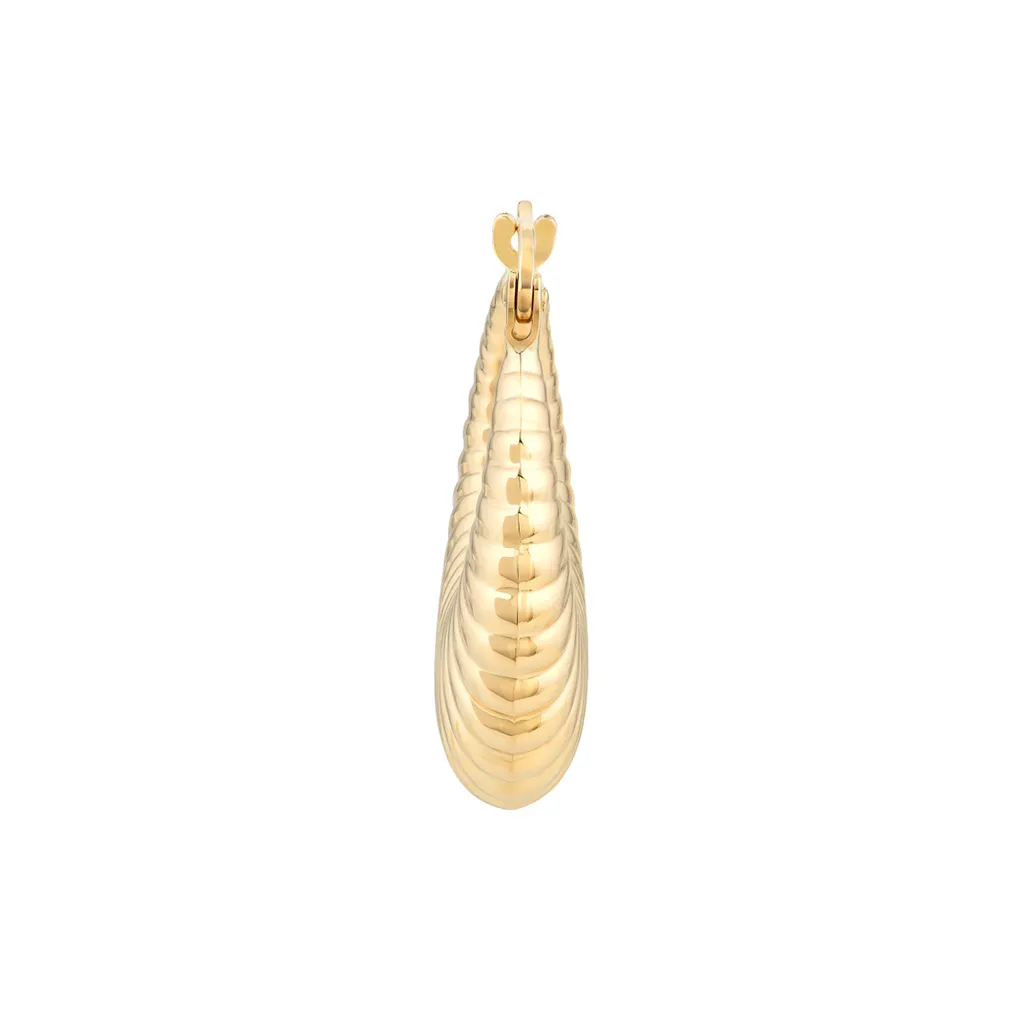 Chunky Gold Shrimp Hoop Earrings | Genuine 14K Yellow Gold