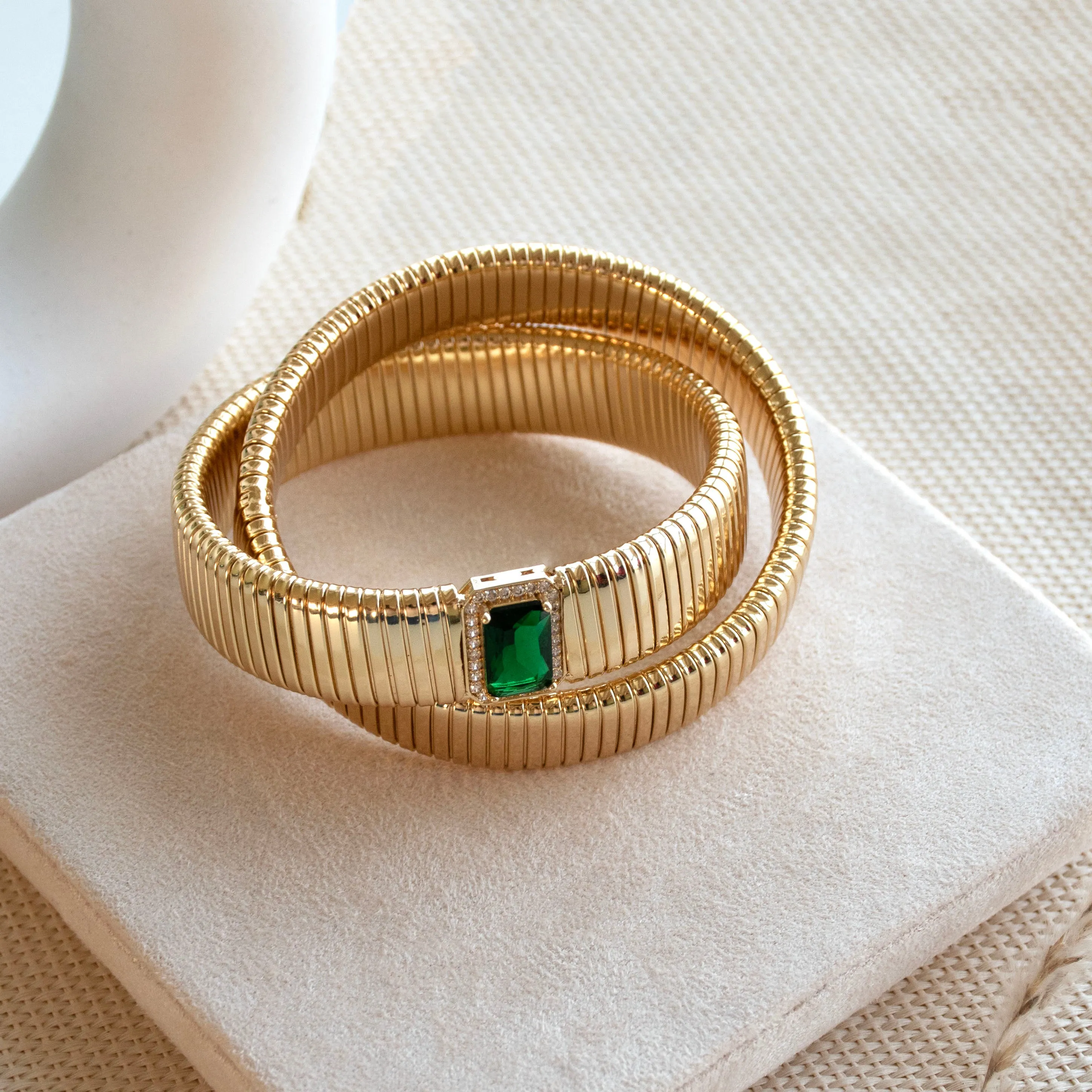 Chunky Gold Twisted Bangle