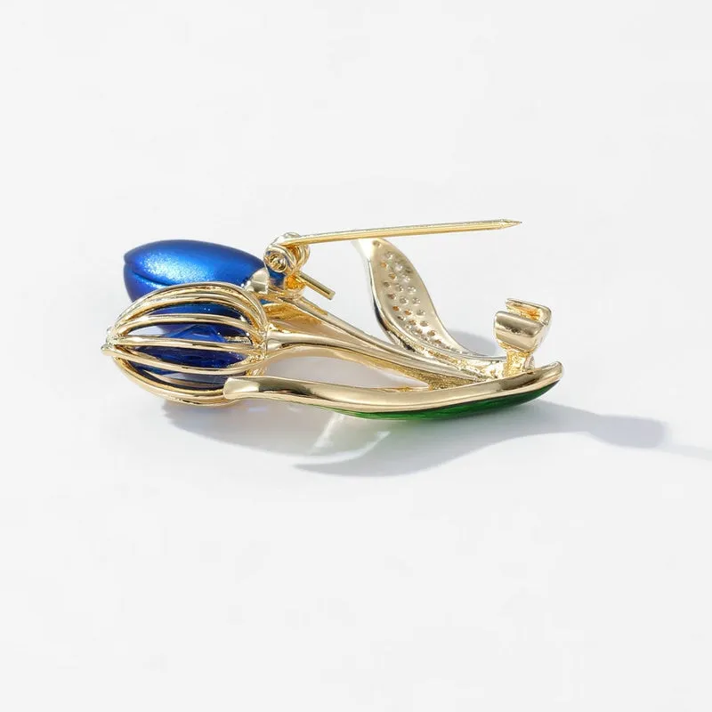 Copper Inlaid Cardigan Flower Pin Tulip Flower Brooch