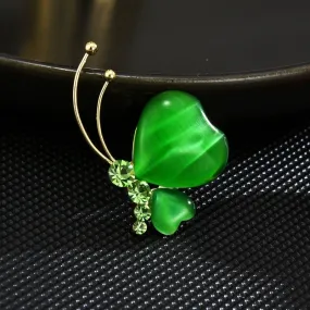 Copper Micro Inlaid Cute Green Butterfly Pin New Year Gift