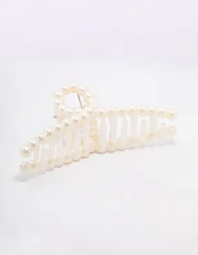 Cream Pearl Twisted Hair Claw Clip
