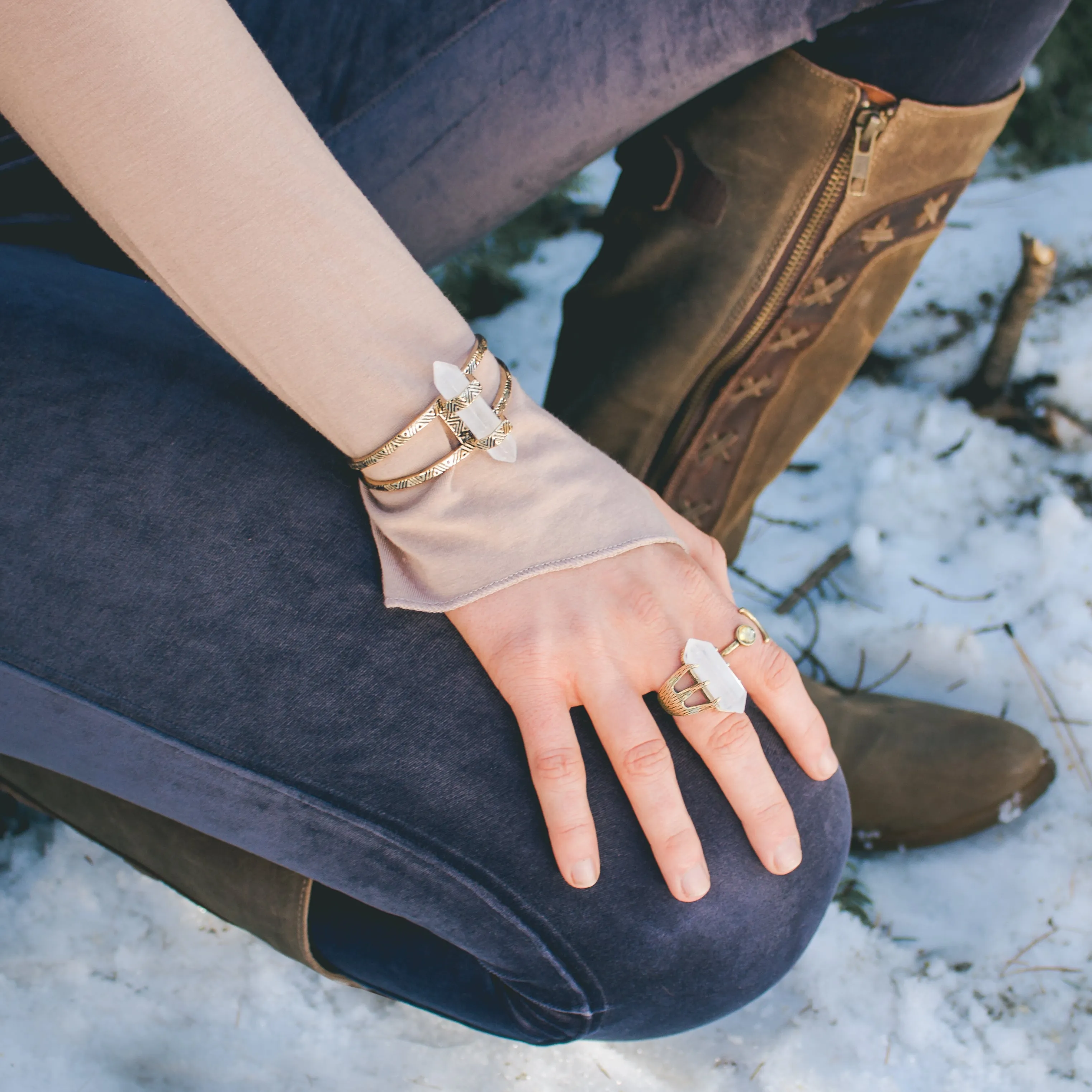 Crystal Cuff Bracelet | Gold