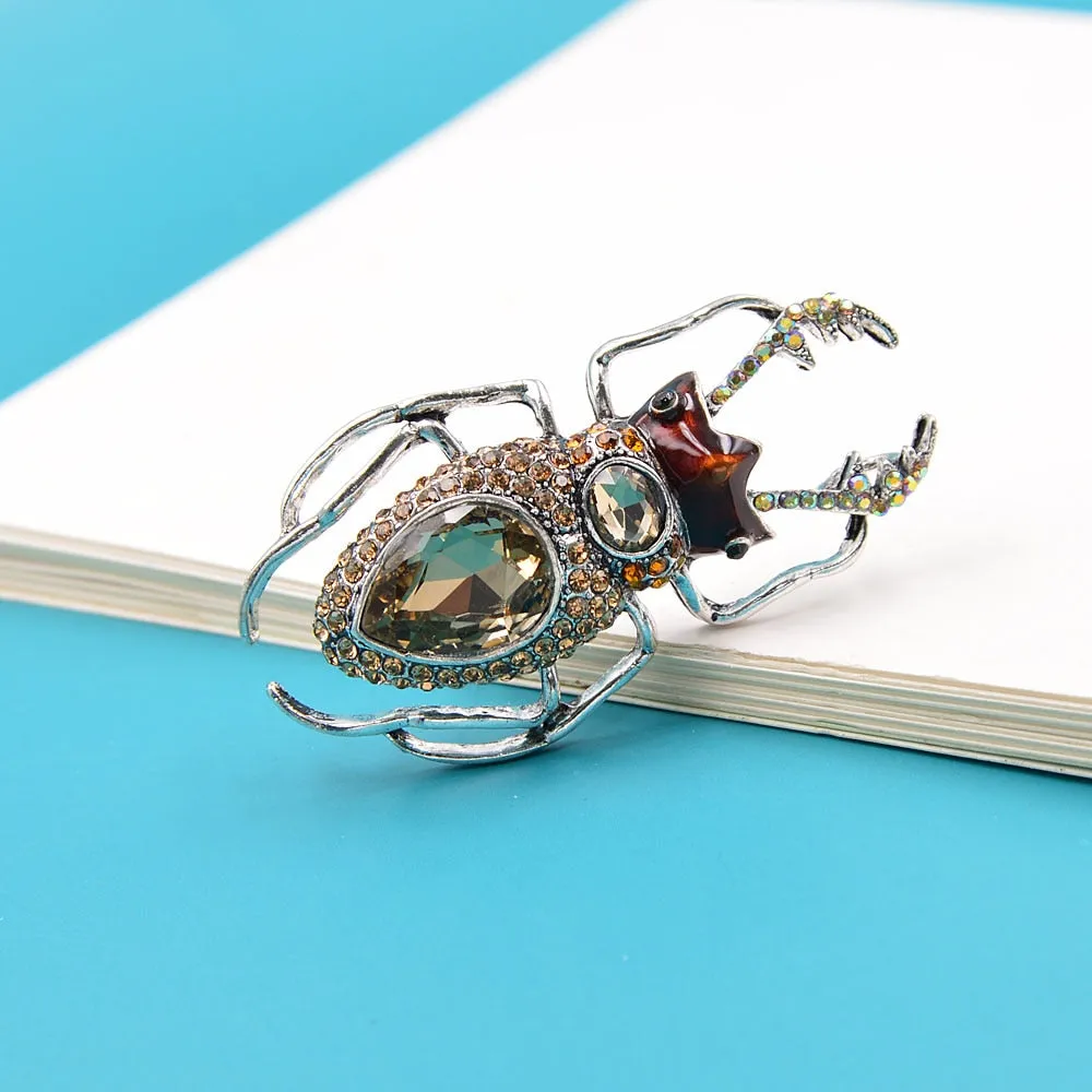 Crystal Large Beetle Brooches For Women